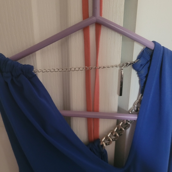 Royal Blue Michael Kors Blouse, strapless, chain detail. Like new. - Picture 5 of 6